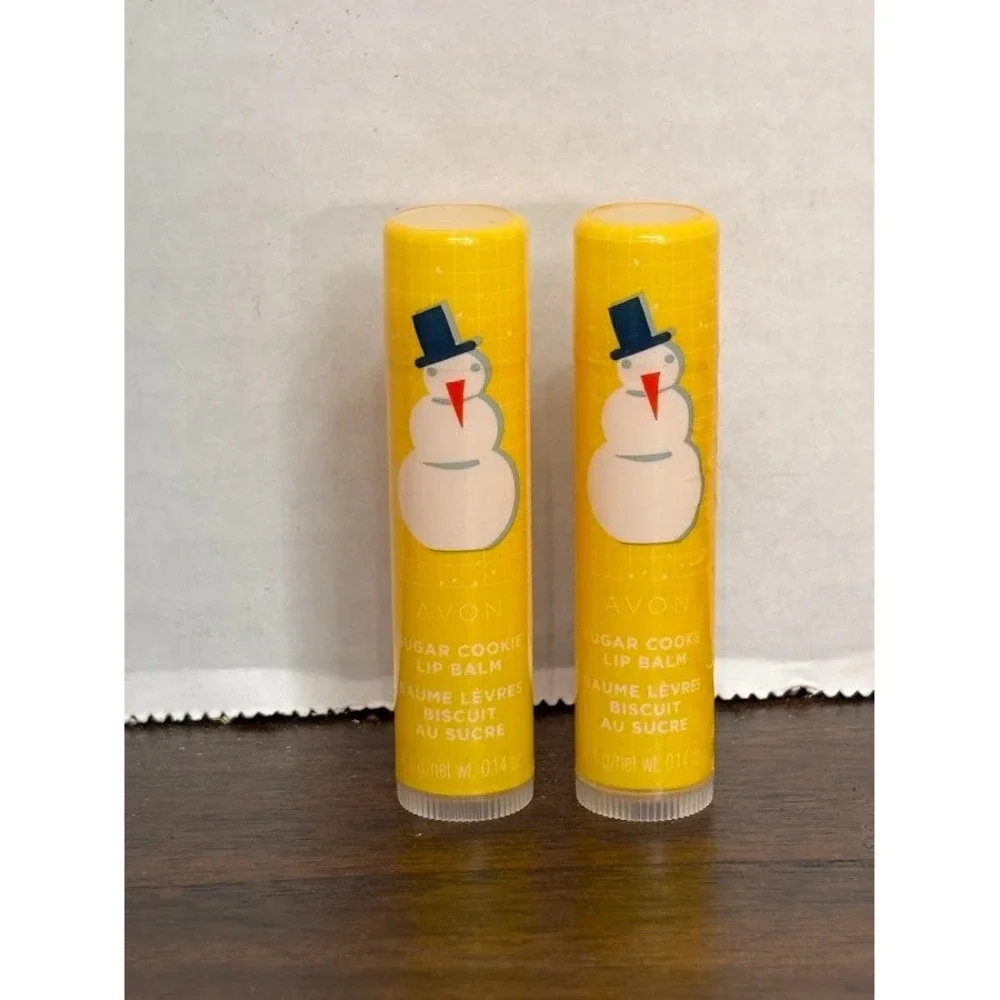 Avon Sugar Cookie Lip Balm Set of 2 Snowman Holiday Limited Edition 0.14oz New